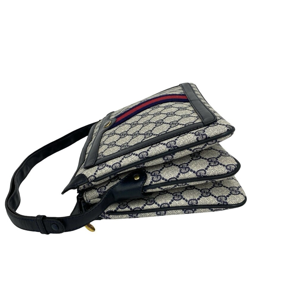 GUCCI Old Gucci Sherry Line GG Logo Pattern Leather Shoulder Bag/Sacoche - Na... - Picture 5 of 10